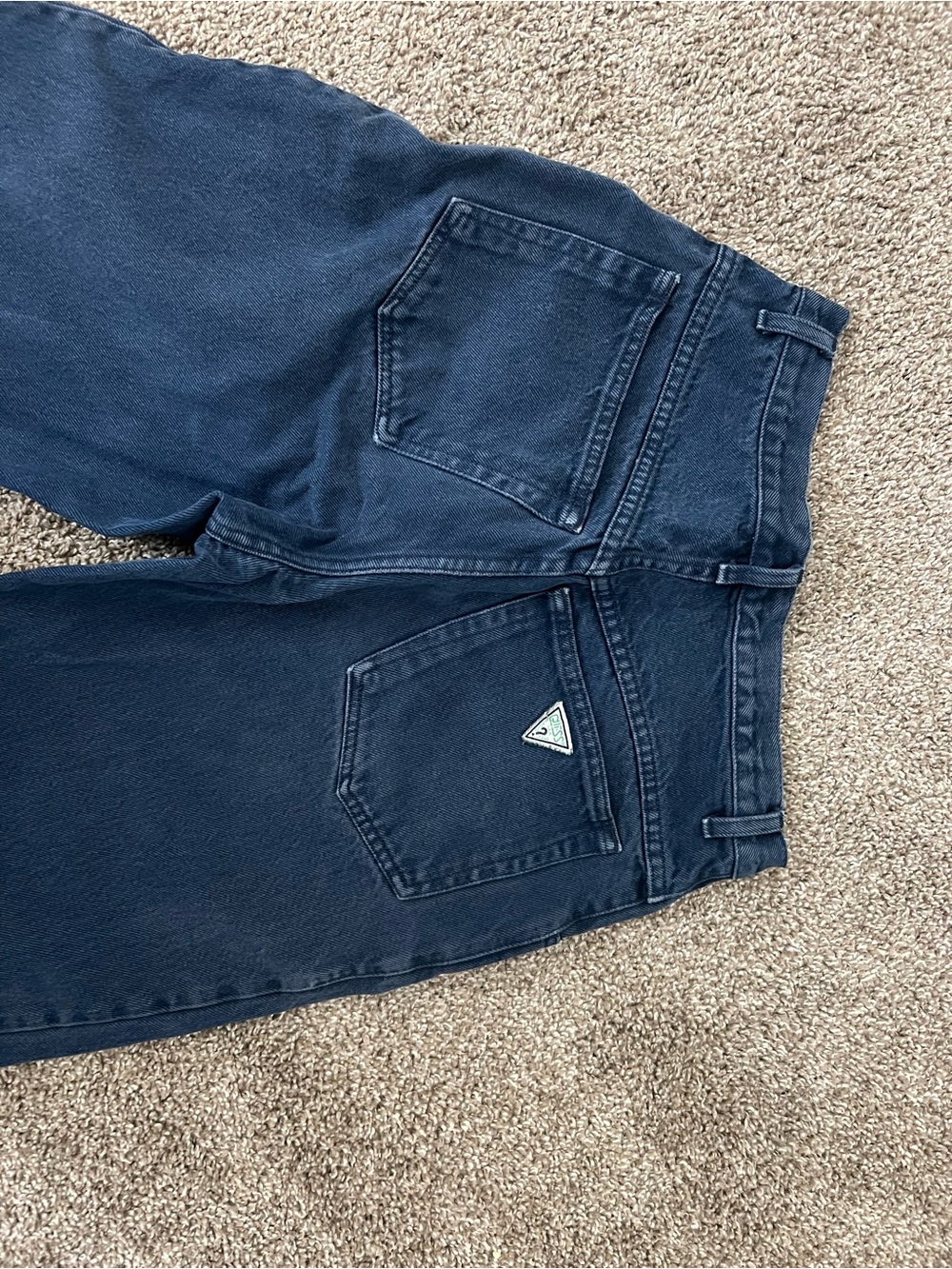 Guess by Marciano Men's Dark Navy Relaxed Jeans with Triangle Logo Patch